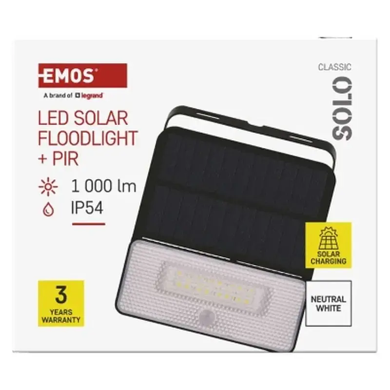 Прожектор EMOS сонячний світлодіодний 1000 лм IP54 4000K PIR (ZG121S) - фото 10