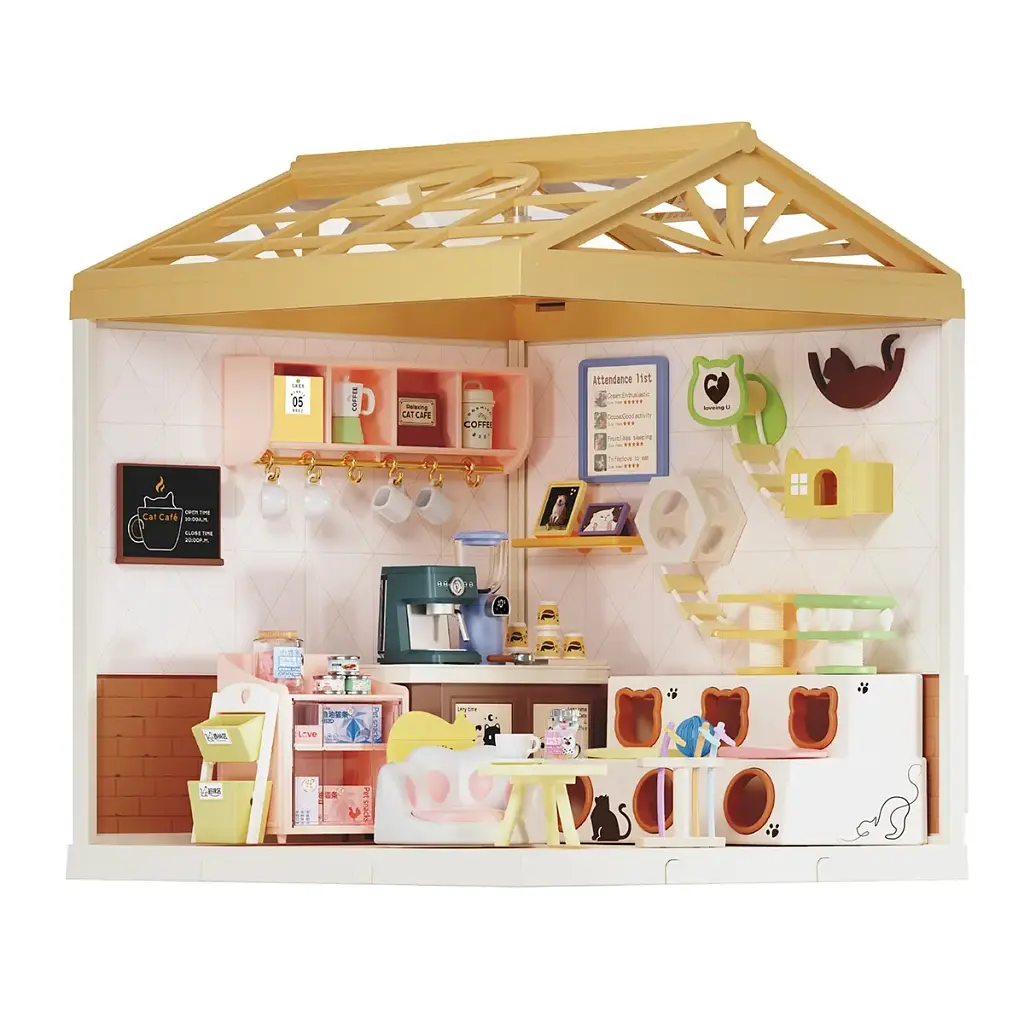 Конструктор Mini House румбокс серії Інтер'єр – Котокафе (світло) (8007) - фото 4