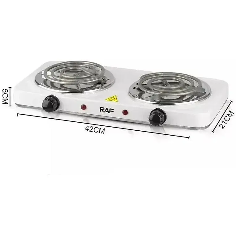 Плита двоконфоркова електрична кухонна RAF-8020B настільна переносна спіральна - фото 2