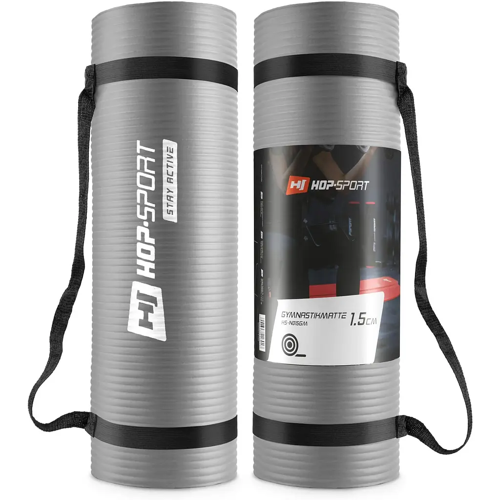 Мат для фитнеса и йоги Hop-Sport HS-N015GM 1,5см серый - фото 2
