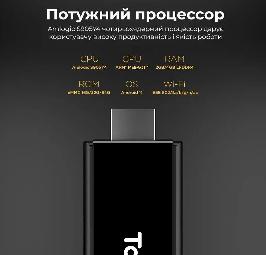 Смарт-ТВ-приставка Android SmartTV Box Tanix TX-9 2/16Gb Wi-Fi 5G 4K TV Stick - фото 3