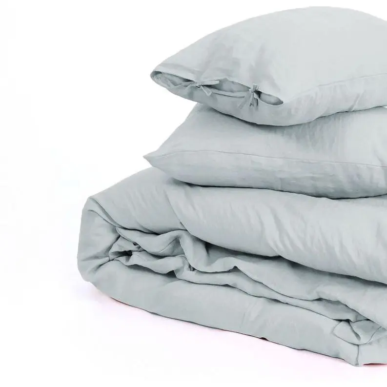 Простирадло на резинці MirSon Linen Caspian Льон 200х100 см сіро-блакитне (2200008248468) - фото 5