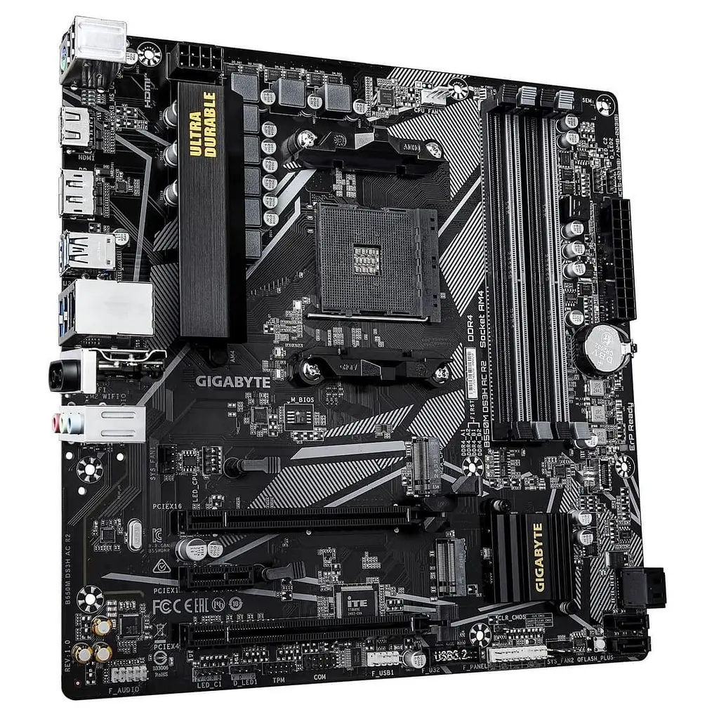 Материнська плата Gigabyte B550M DS3H AC R2 (B550M DS3H AC R2) (Socket AM4, AMD B550, Micro-ATX) - фото 2