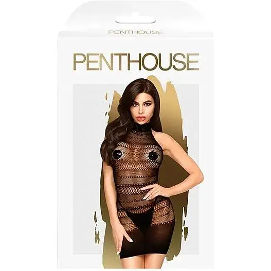 Мини-платье сетка с горлом Penthouse - Epic Night Black S/L - фото 3