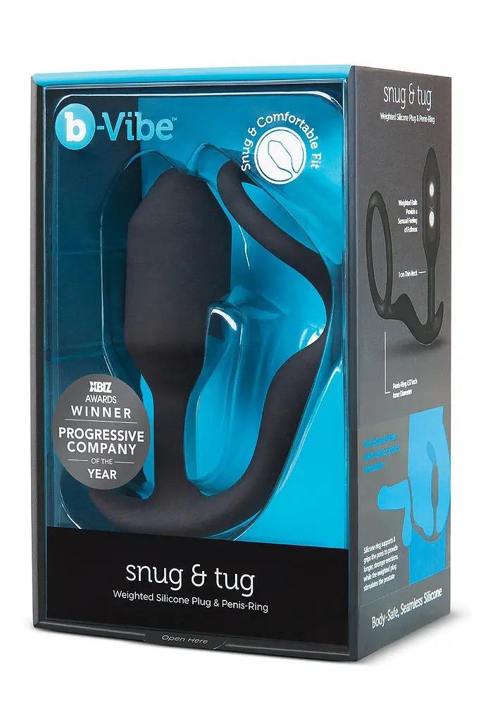 Анальна пробка з ерекційним кільцем B-Vibe Snug Tug 10.7 см (чорний) - фото 2