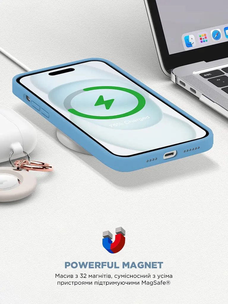 Силиконовый чехол с MagSafe для Apple iPhone 15, ICON2 MagCase, голубой, противоударный, панель с мягкой подкладкой, защита всего корпуса, поддержка беспроводной зарядки, совместим с защитными стеклами и пленками, ArmorStandart (ARM77012) - фото 9