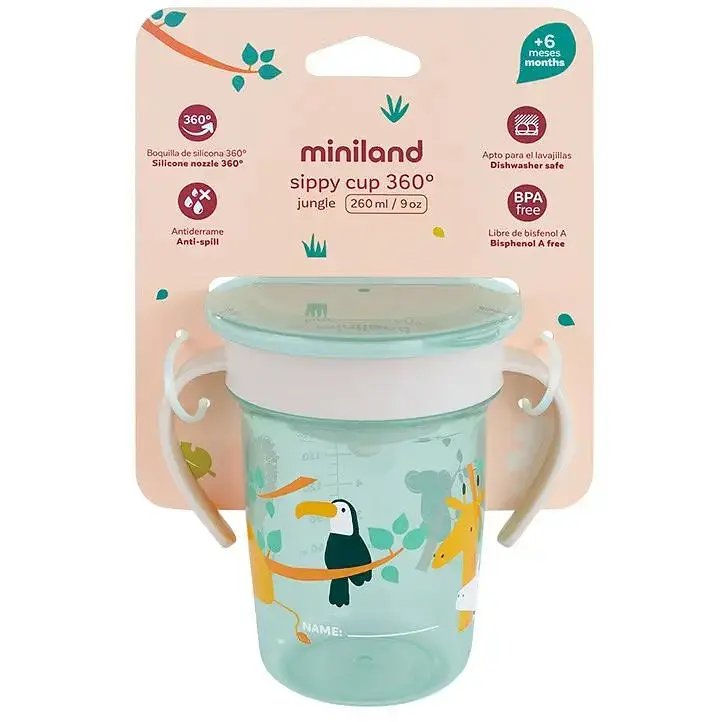 Поїльник-непроливайка Miniland Sippy Cup 360° Jungle 270 мл (89637) - фото 5