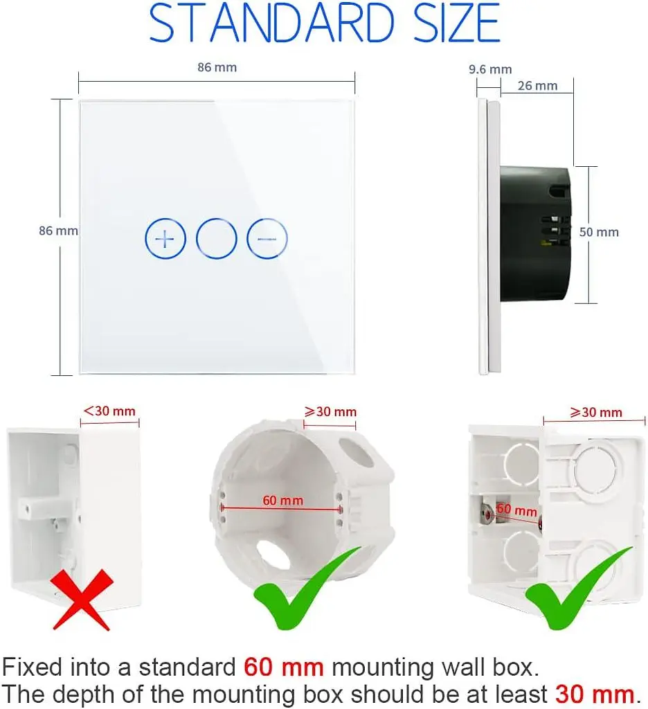Переключатель CNBINGO WLAN для затемняемых светодиодных ламп — Smart Touch Light Switch Работает с Alexa, Google Assistant - фото 4