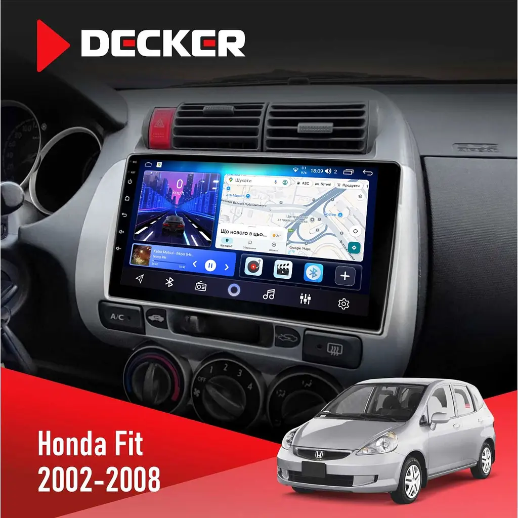 Штатна магнітола Honda Fit 2002-2008 Decker D9-006 4x64, 4G Decker (НФ-00008748)