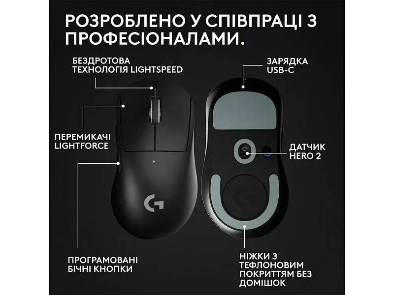 Миша Logitech Pro X Superlight 2 Dex Black (910-007357, 910-007359) - фото 7