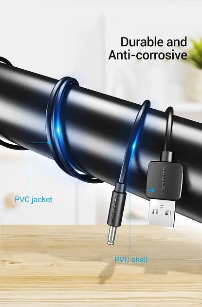 Кабель Vention 1м DC 3.5мм - USB 5V 2A для ламп, вентиляторів, USB хабів та ін. USB Type A на 3.5мм х 1.35мм - фото 7