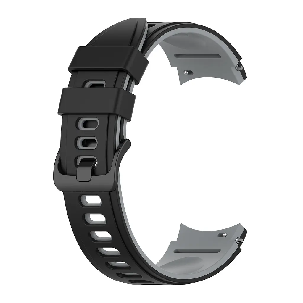 Ремешок для Samsung Galaxy Watch 4 44mm - черно-серый ширина крепления 20мм силикон Watchbands Ricco (W19-5WB10289017) - фото 2