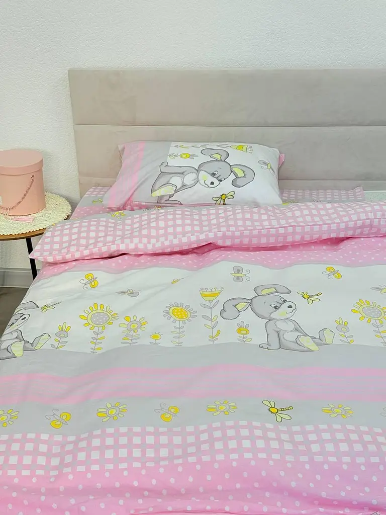 Дитячий комплект постільної білизни Ecotton 110х140 см Рожевий Зайчик (24900) - фото 7