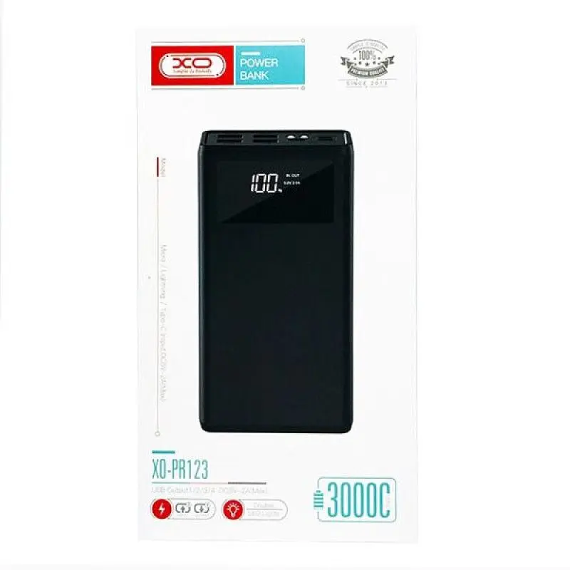 Наружный аккумулятор (Power Bank) XO PR123 30000 mAh Black - фото 2