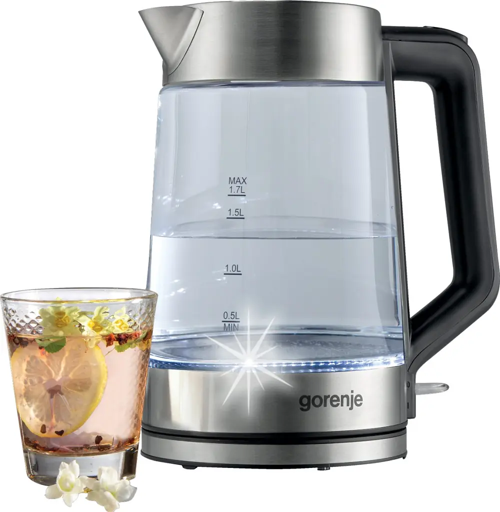 Gorenje Електрочайник 1.7л, 2,200 Вт, strix контроль, скло, білий - фото 4
