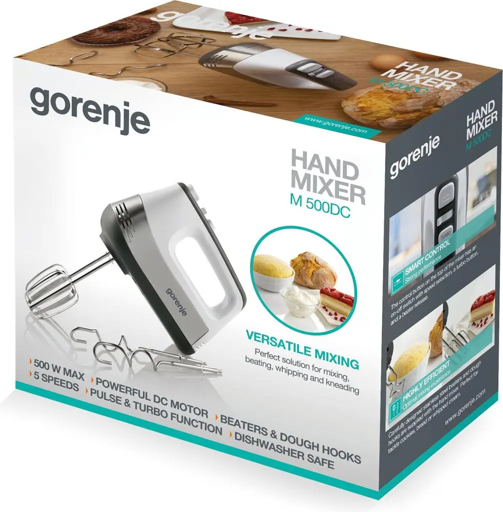 Gorenje Миксер ручной 500 Вт насадки-4 винчика, турборежим, белый-нерж. - фото 10
