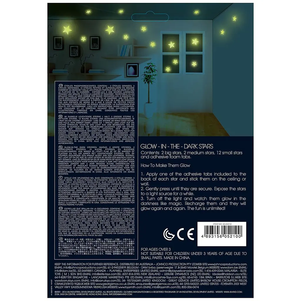 Набір сяючих наклейок 4M Glow Зірки 16 штук (00-05210) - фото 7