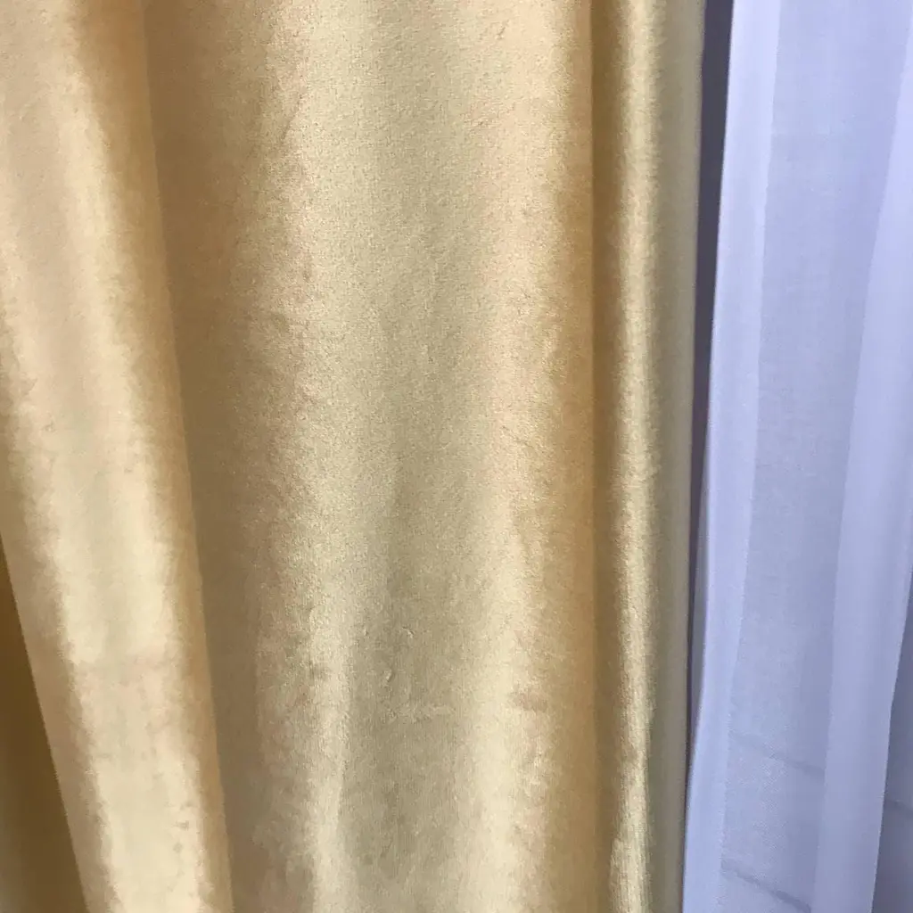 Оксамитові штори золотистого кольору 2шт. 150х270 з білим шифоновим тюлем 400х270, на тасьмі ALBO pbe0052690 - фото 6