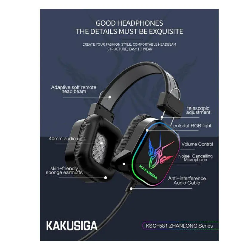 Игровые наушники iKAKU KSC581 ZHANLONG RGB - фото 3