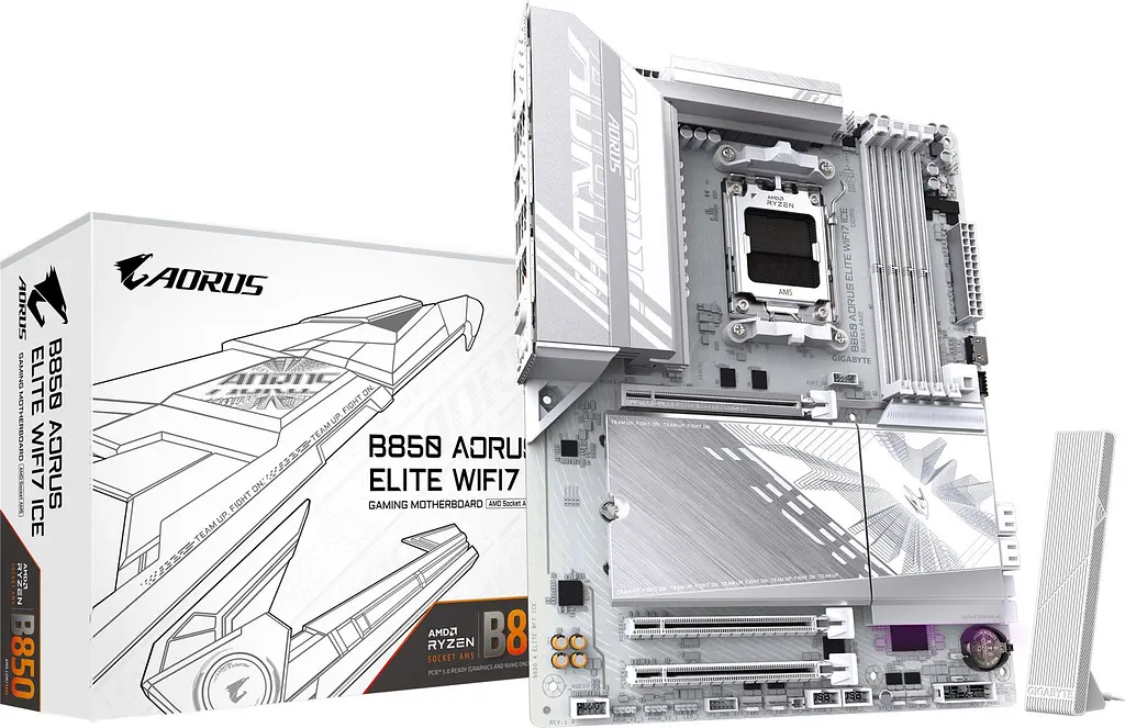Материнская плата B850 A ELITE WF7 ICE sAM5 B850 4xDDR5 M.2 DP Type-C Wi-Fi BT ATX белый Gigabyte teh0019076 - фото 6
