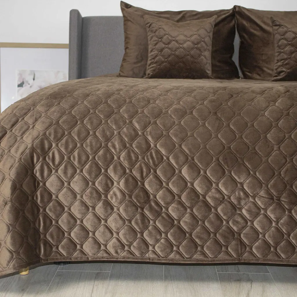 Покривало ТЕП Velour Ромб круглий Coffee 150x210 см кавовий (4-00515_33942) - фото 3