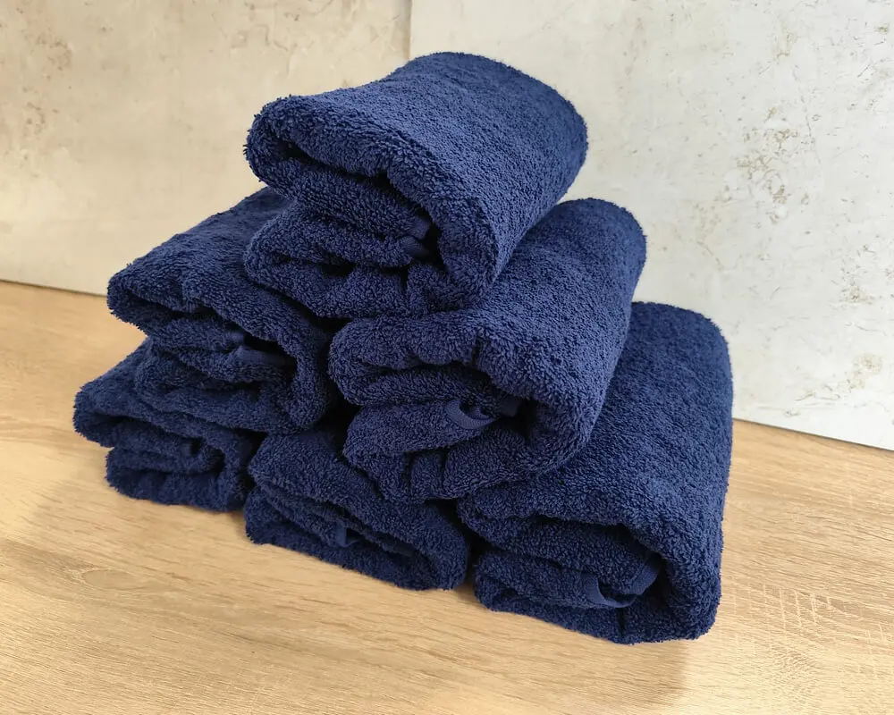 Набір турецьких махрових однотонних рушників Zeron 6 штук 50х90 Dark Blue щільність 500 г/м2 - фото 6