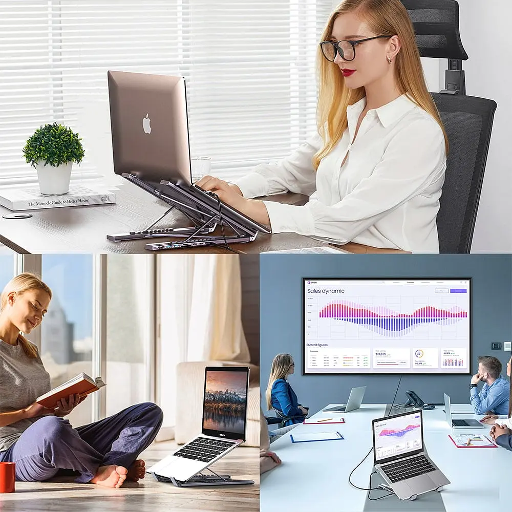 USB-C хаб-підставка 7-в-1 Choetech M57 HDMI 4K@30Hz, 2 USB 3.0, USB-C Data, USB-C PD 100W, SD-card, TF-card (43-00174) - фото 10