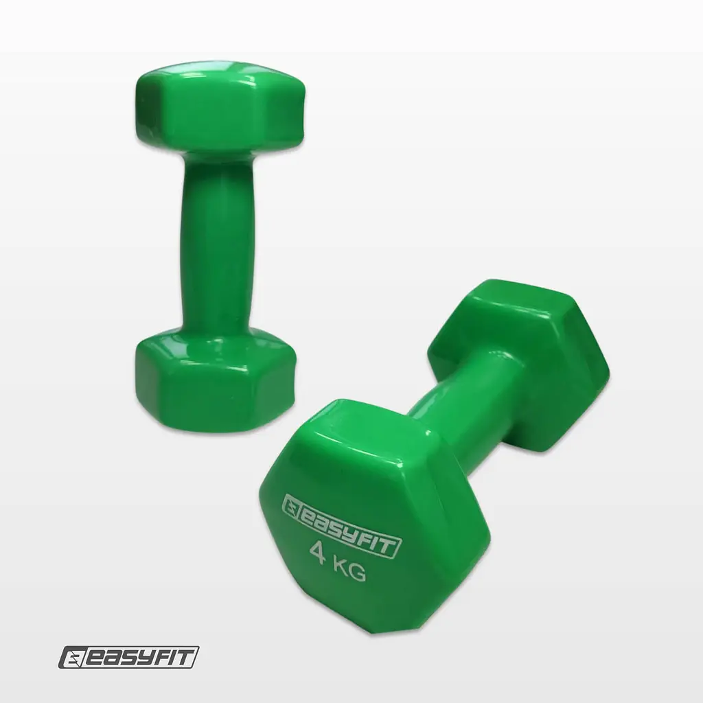 Гантель для фітнесу 4.0 кг EasyFit із вініловим покриттям зелена - фото 2