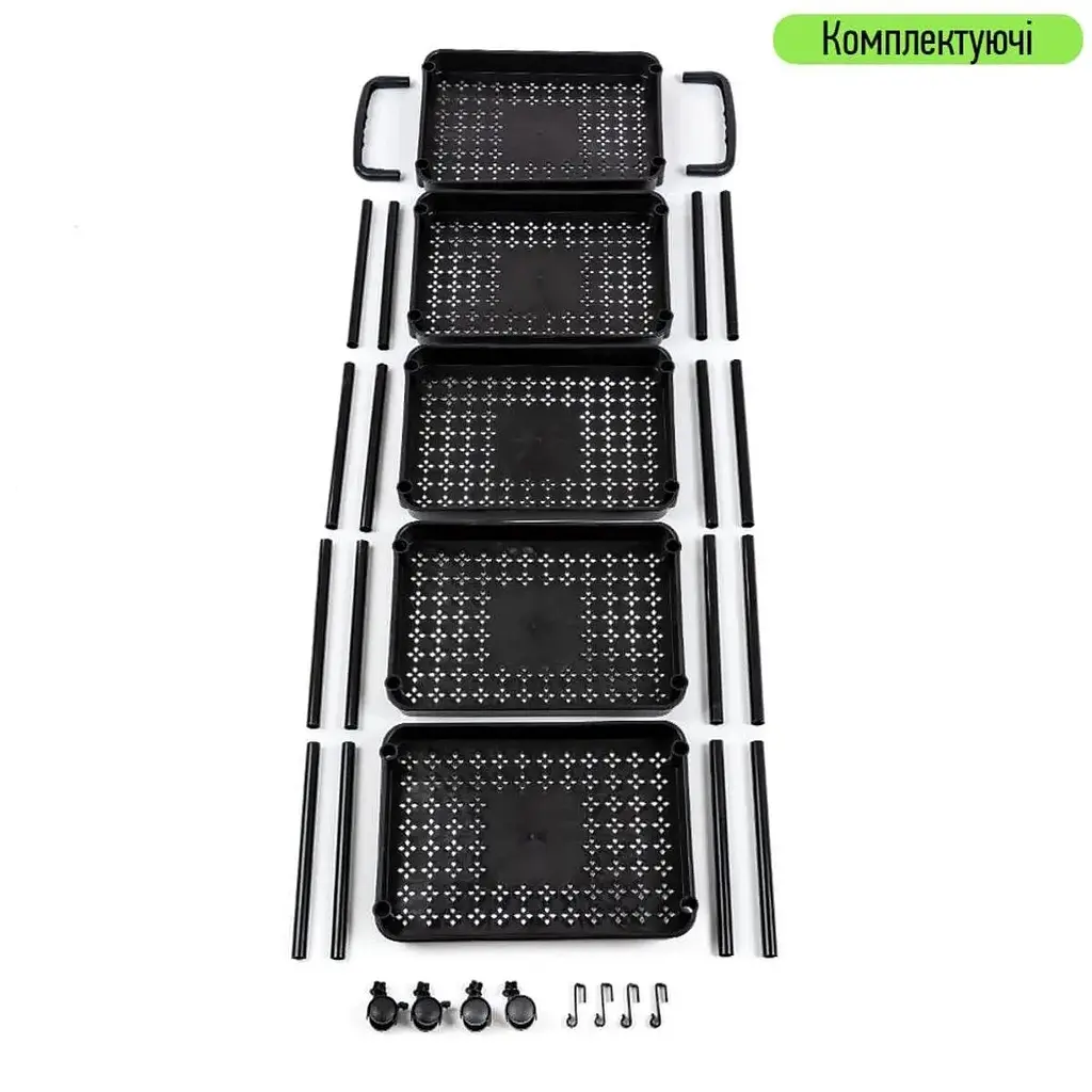 Этажерка Wall Sticker SW-00002109 мобильная пятиярусная универсальная пластиковая 41х25х127 см черная - фото 5