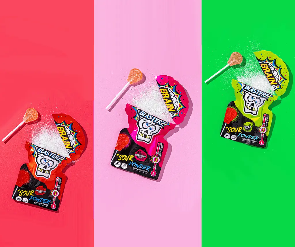 Льодяник з кислим порошком Brain Blasterz Sour Powder Lolly Dipper Raspberry Flavor 10г - фото 6