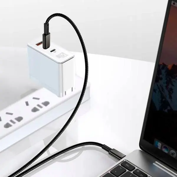 Кабель Baseus Tungsten Gold Fast Charging Data USB-C to USB-C 240W 1m Black (CAWJ040001) [91517] - фото 4
