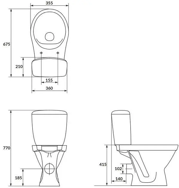 Унітаз-компакт Cersanit Cersania 705 SimpleOn 011 3/6 л з сидінням Slim SoftClose+QuickRelease дюропласт 30412 - фото 3
