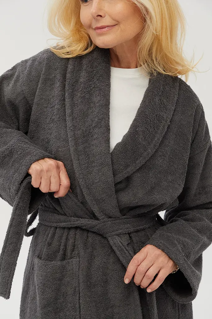 Халат махровый unisex Lotus Home - Basic Line antrasit L - фото 3