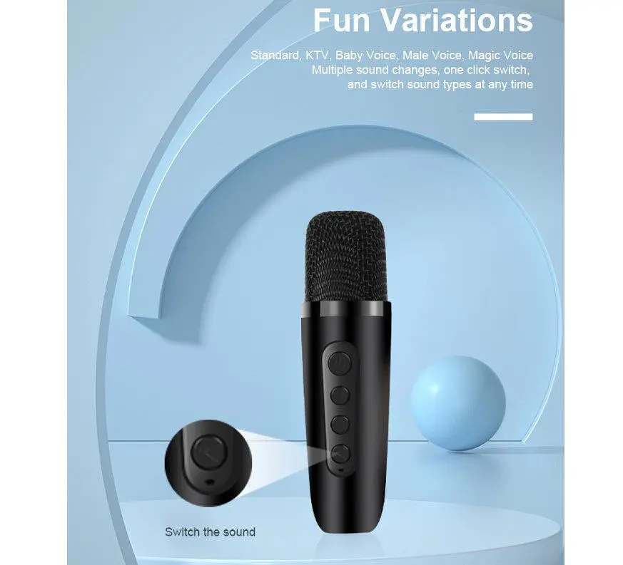 Портативная колонка караоке Kisonli G21 Bluetooth 1800mAh 5Вт, 1 микрофон, Black - фото 4