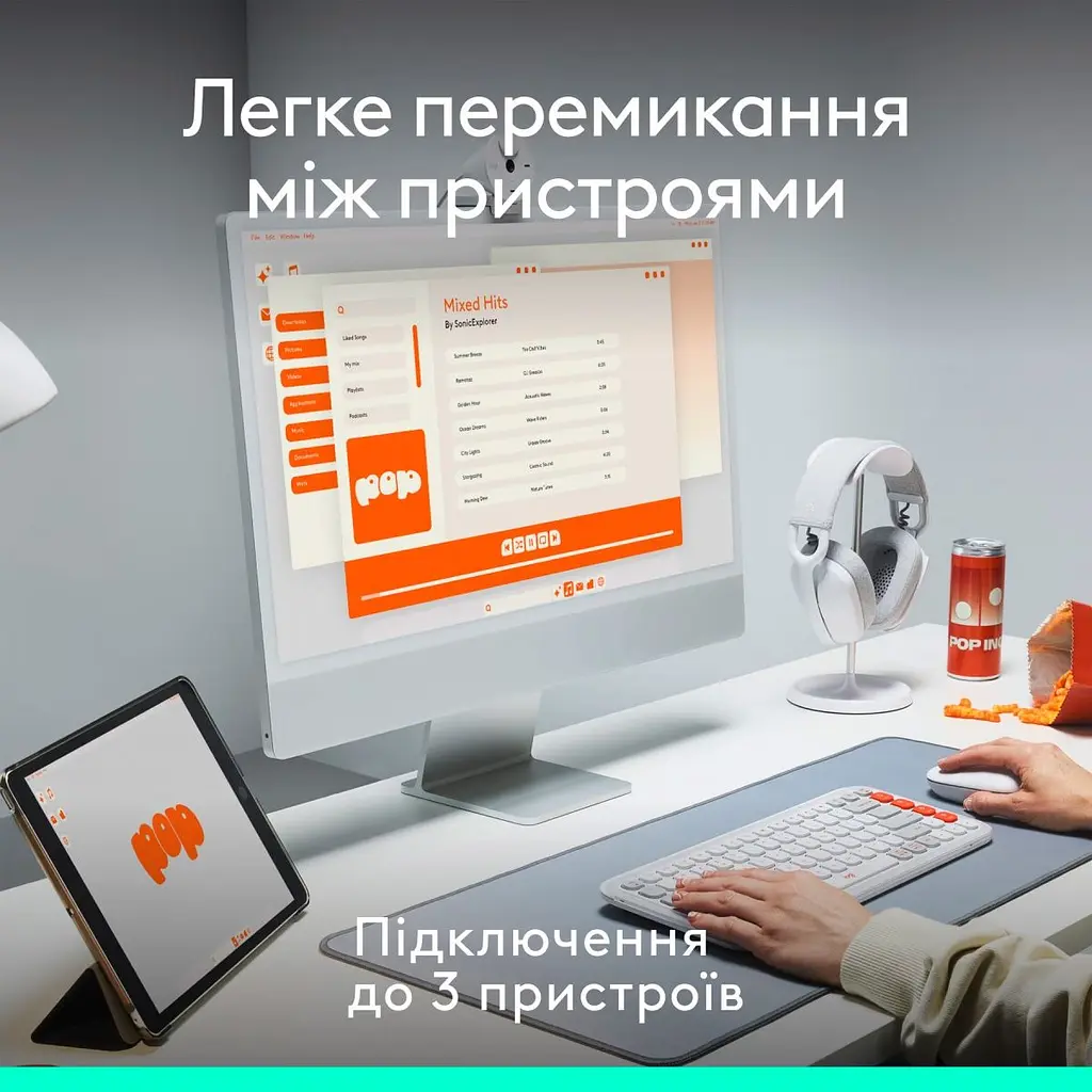 Комплект клавіатура та миша Logitech POP Icon Combo Bluetooth UA Graphite [920-013156] [121099] - фото 12
