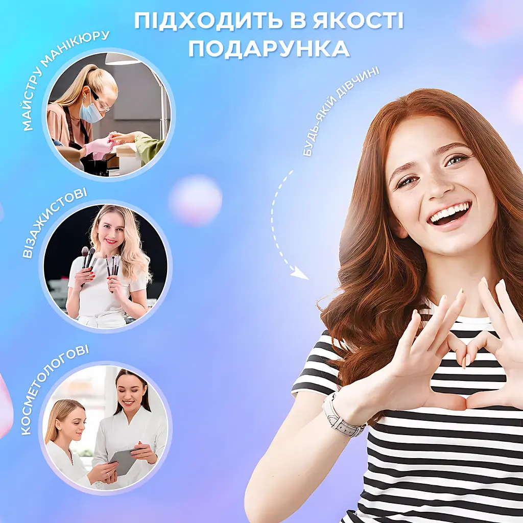 Органайзер з великим дзеркалом і кейсом для пензликів 26x23x11 см, рожевий (6187371858) - фото 4