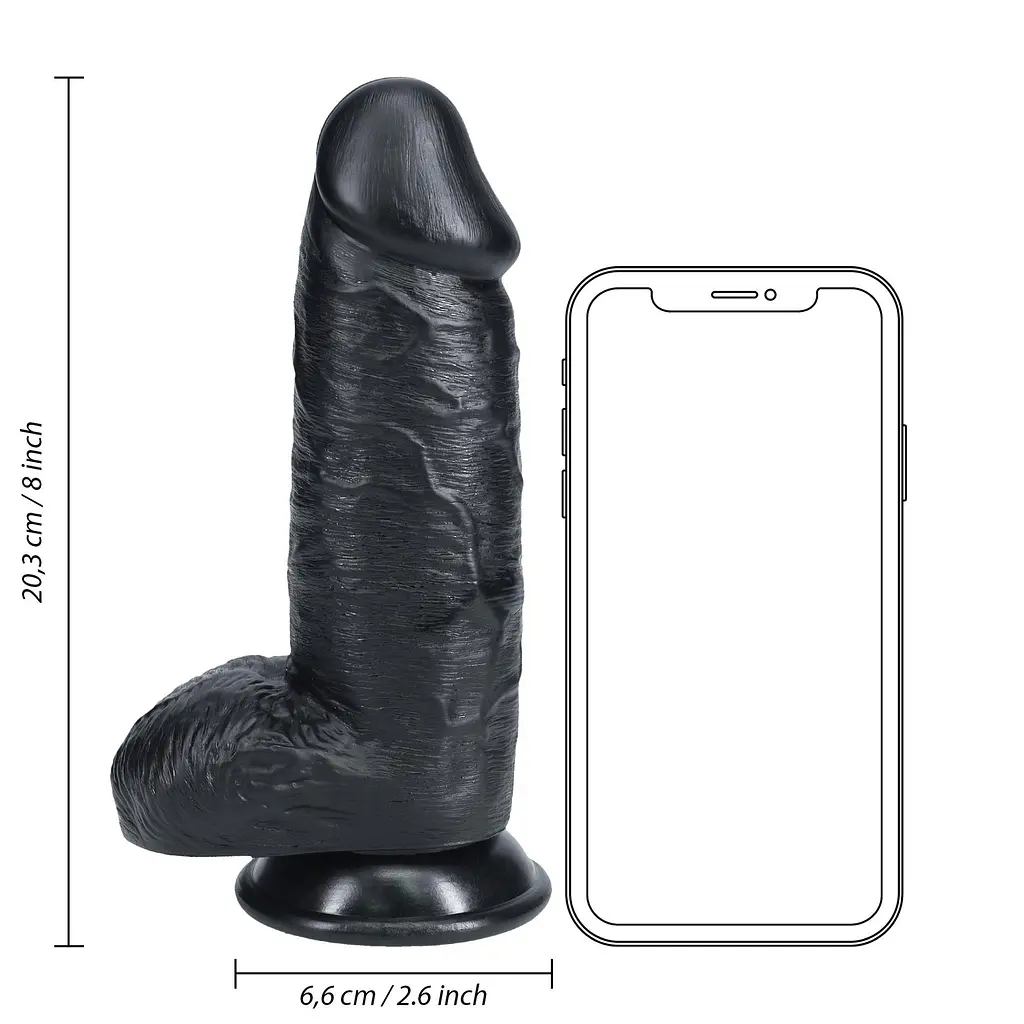 Фаллоимитатор RealRock Extra Thick 8”, 20.3 см (черный) - фото 5