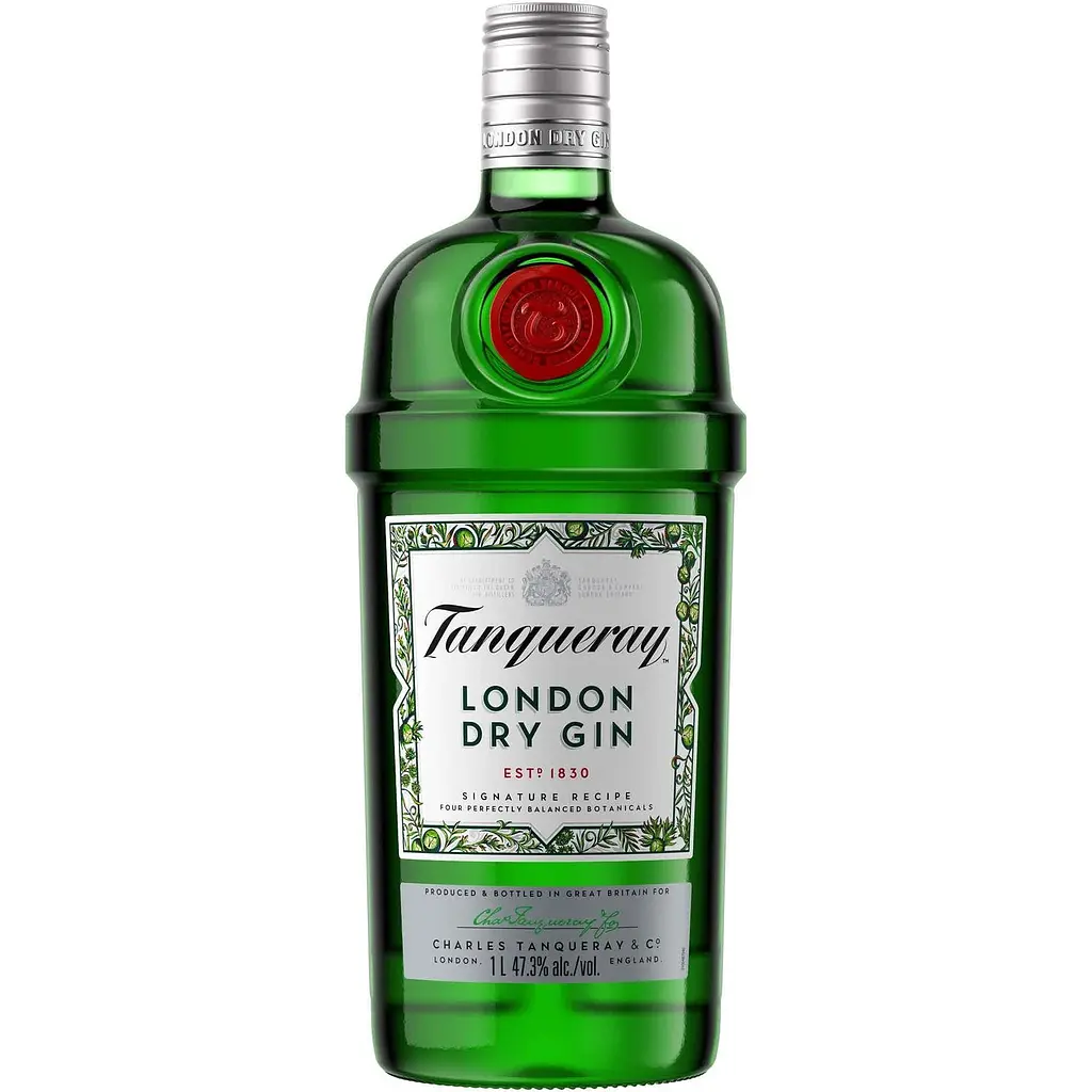 Упаковка джину Tanqueray London Dry Gin 47.3% 12 л (1 л х 12 шт.) - фото 2
