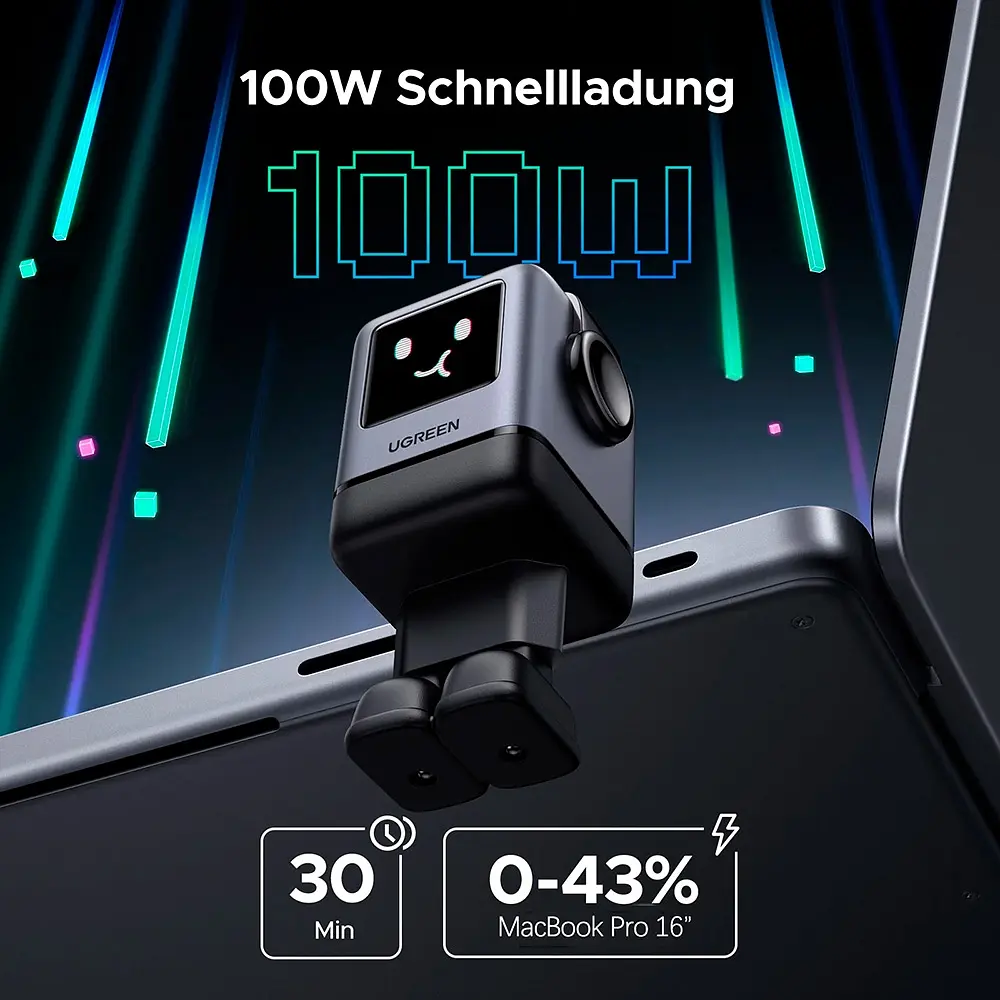 Зарядний пристрій 4xUSB 100W (3xUSB-C+USB-A) Gan Robot tech Fast Charger Сірий X688 Ugreen - фото 3