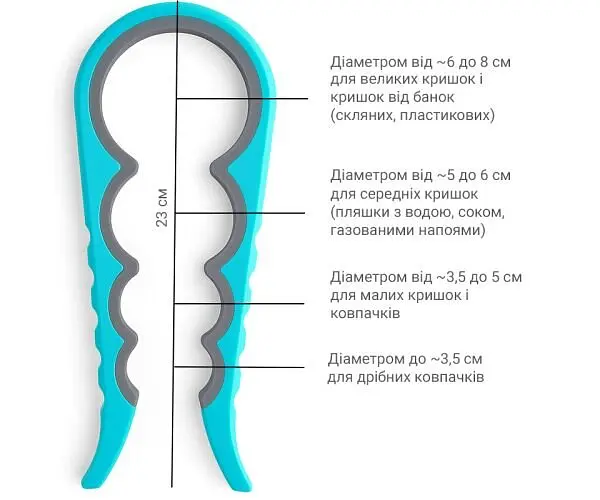 Відкривачка для банок та пляшок 4 в 1, універсальна, блакитна - фото 2