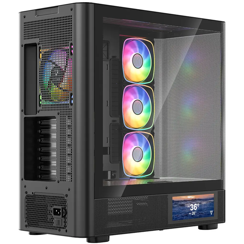 Корпус Modecom VOLCANO AQ400 ARGB MIDI SIDE LCD 6,2”, 4x120mm fans ЧОРНІЙ без Блок живлення ATX - фото 6