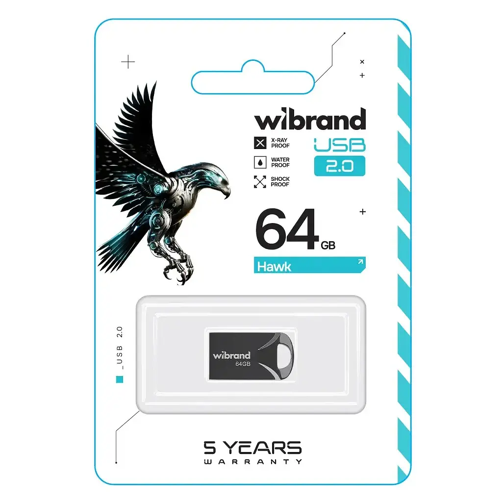 USB флеш накопичувач Wibrand 64GB Hawk Black USB 2.0 (WI2.0/HA64M1B) - фото 2