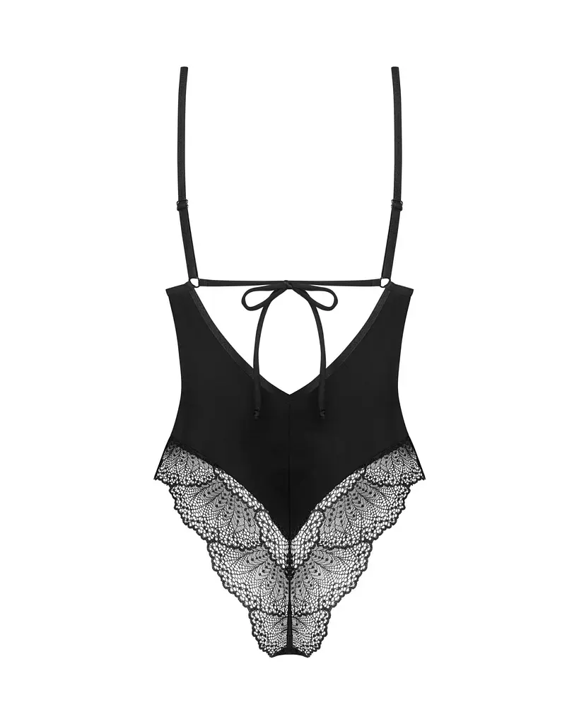 Тедді Obsessive Lobellis teddy, XS/S, чорне, ліф з м’якою чашкою, відкрита спина, низ-стрінги - фото 4