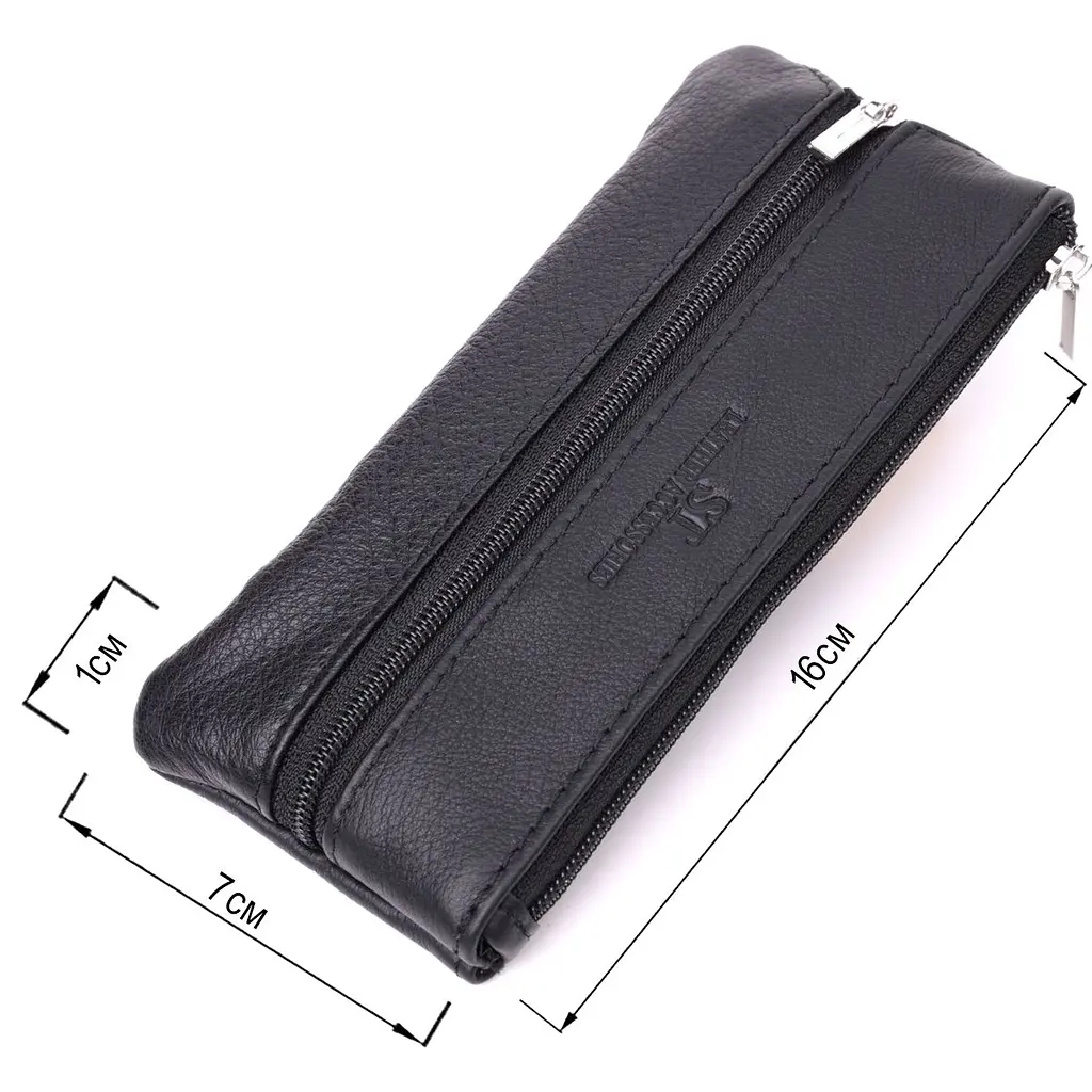 Містка шкіряна ключниця на блискавці ST Leather 22556 чорна - фото 3
