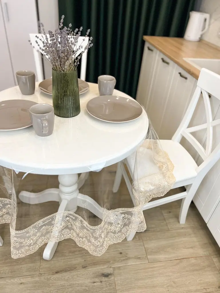 Силиконовая скатерть с бежевым кружевом Блюмарин 10 см 280х180 см - фото 9