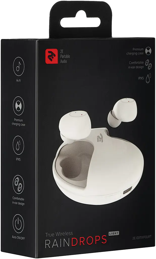 Навушники 2E RainDrops Light True Wireless Waterproof Mic White (2E-EBTWRDLWT) - фото 3