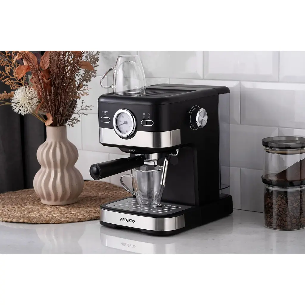 Кавоварка Ardesto рожкова 1.5л мелена чорно-срібляста - фото 8