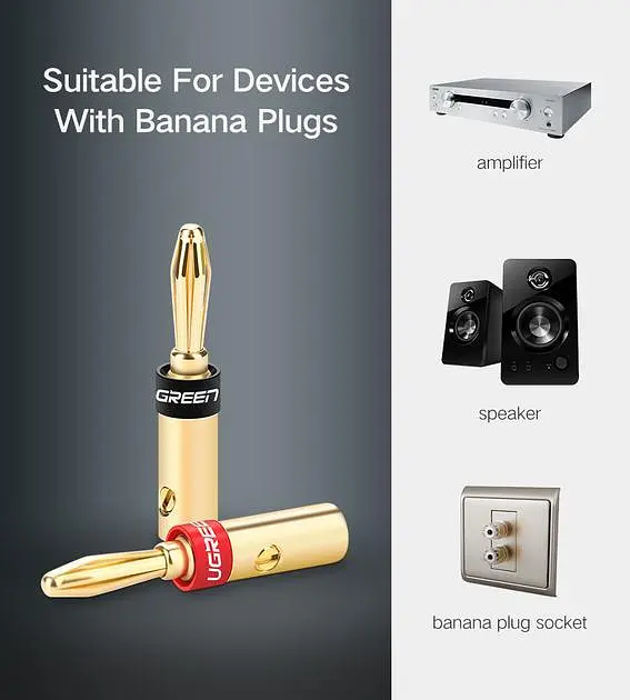 Конектор Brass Speaker Plugs UGREEN 30513 набір перехідників типу «банан» 4шт Жовтий (30513) - фото 3