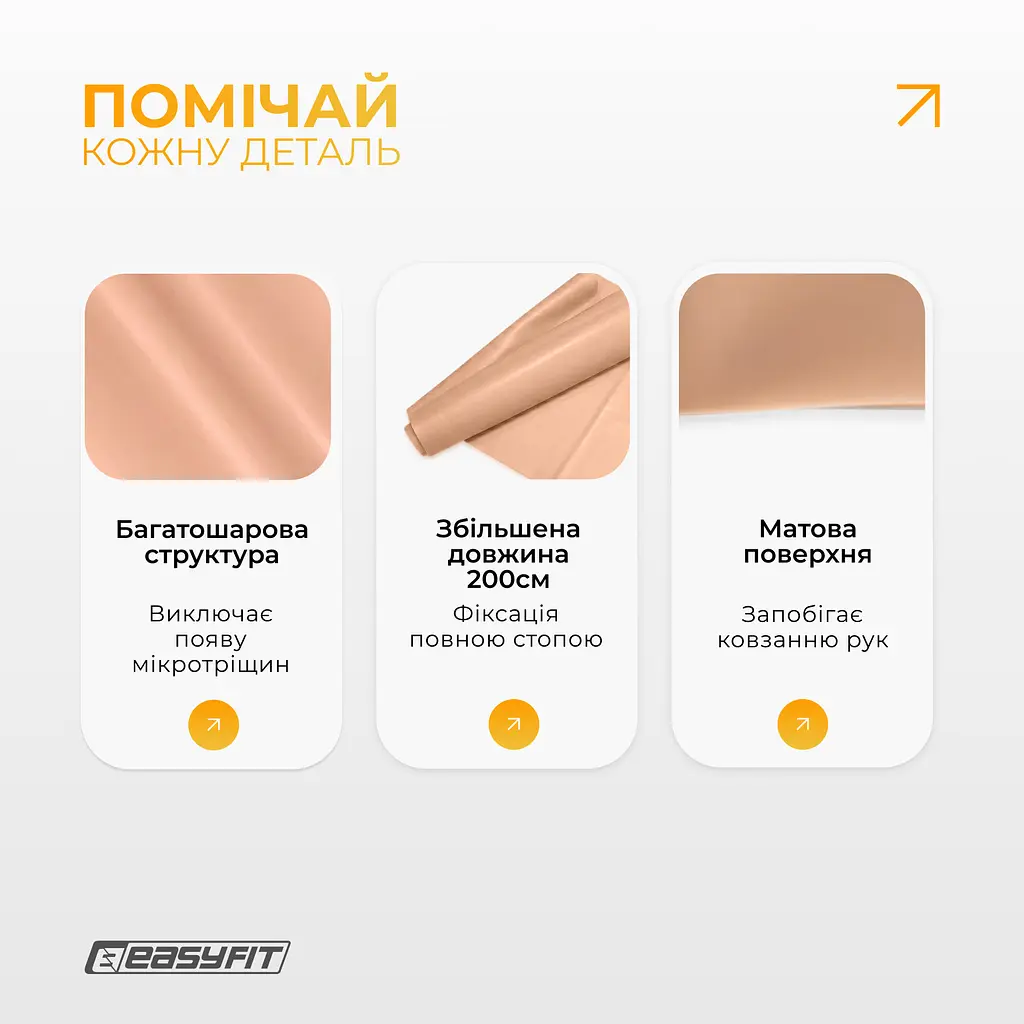 Стрічка для пілатесу EasyFit EPP 0.5 мм персикова - фото 4