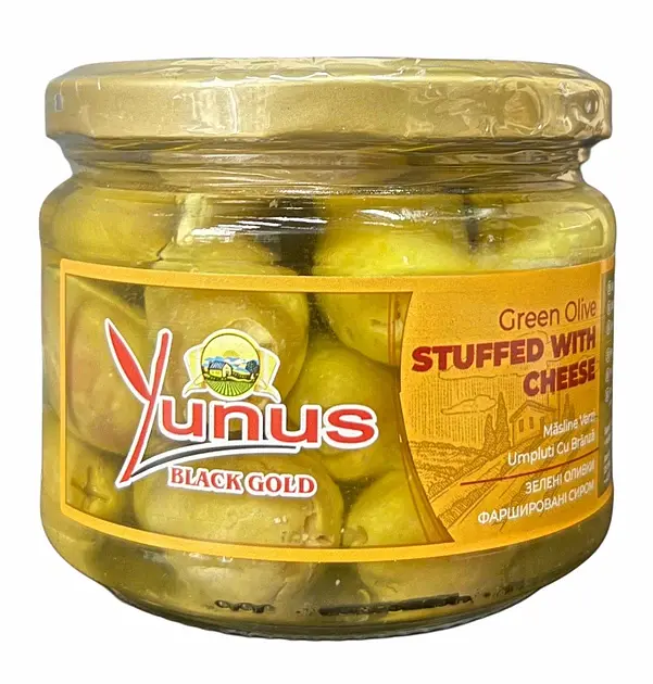 Оливки Yunus зелені фаршировані сиром, 290 г (8684718195115)
